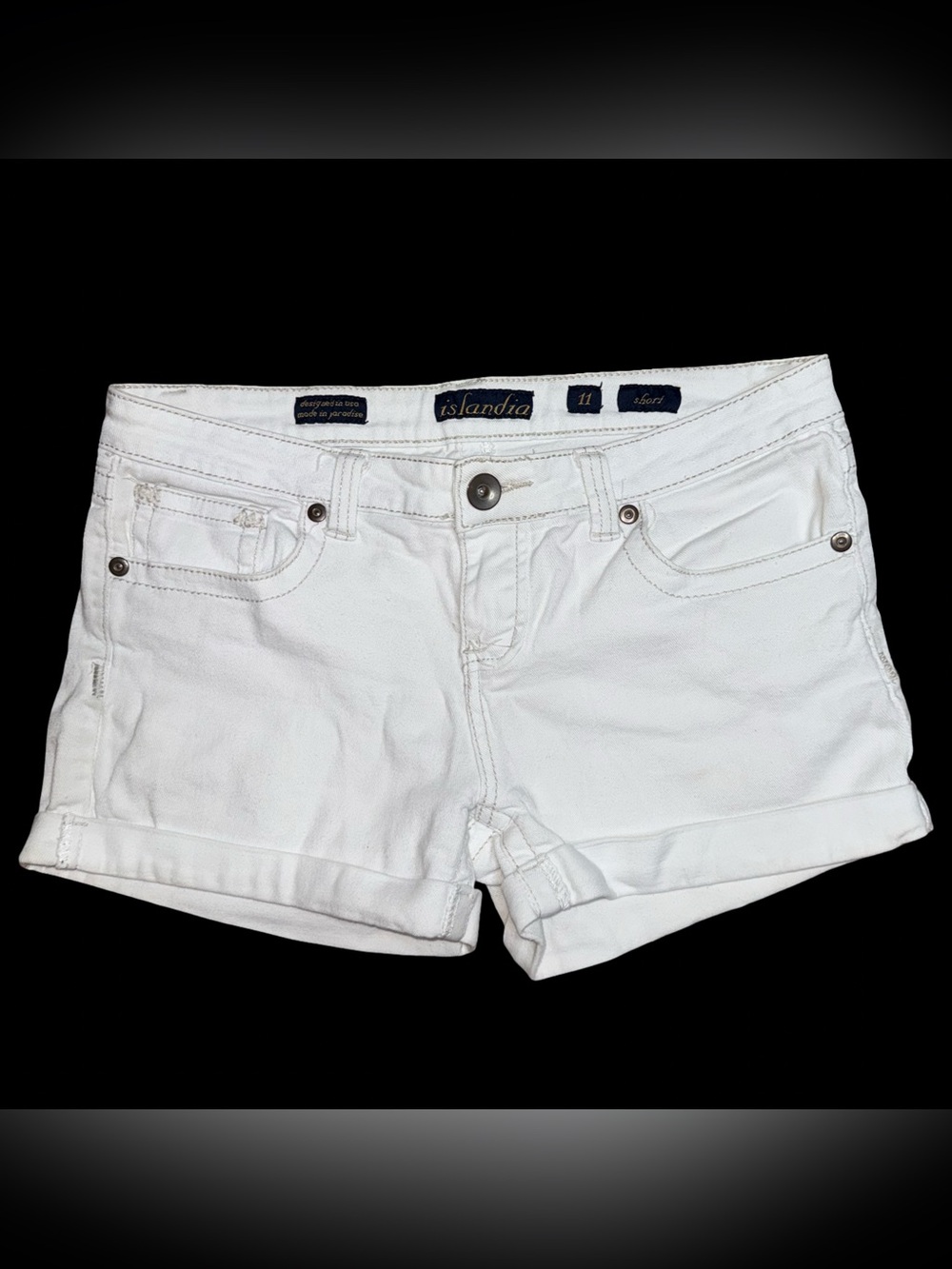 White Women's Denim Shorts Size 11 By Islandia